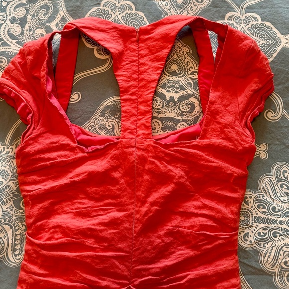 Nicole Miller Artelier Elegant Coral Stretchy  Mini Dress size 8 - Picture 7 of 10